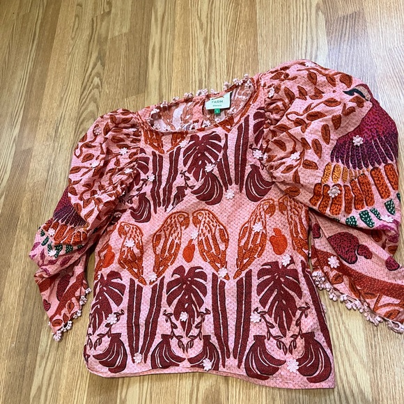 Farm Rio Ainika Print Macaws Blouse Size XS - Picture 3 of 10